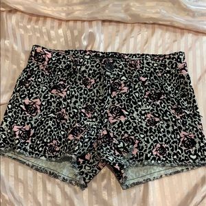 Leopard and Rose Denim Shorts